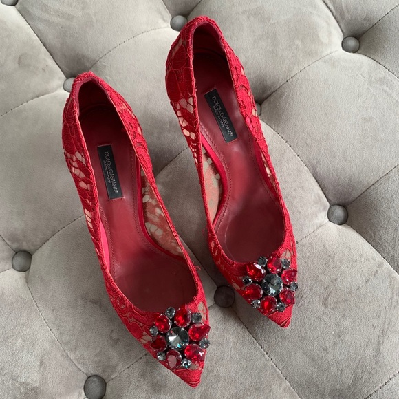 🚫SOLD🚫 Dolce gabbana PUMP IN TAORMINA LACE WITH Crystals - Picture 2 of 8